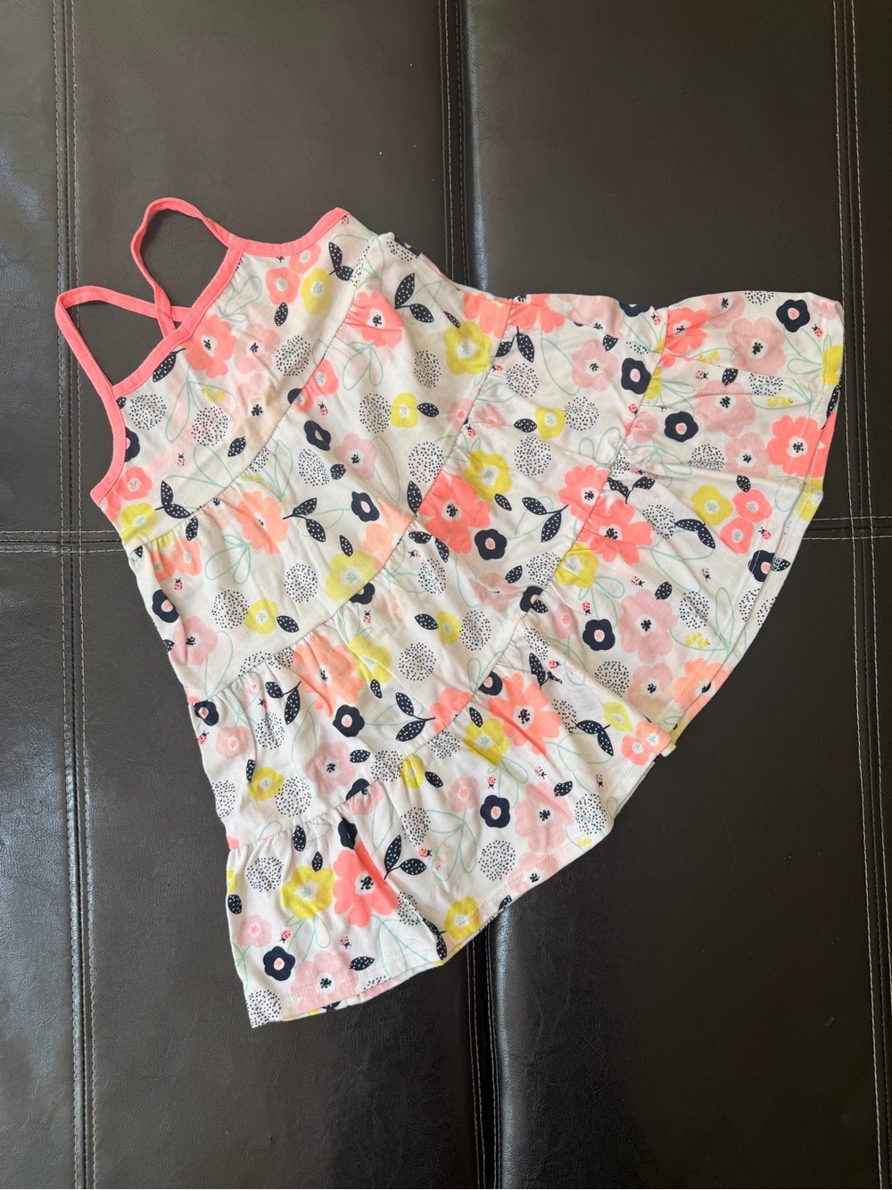 Jumping Beans - Pink Floral Tiered Sundress with Yellow and Navy Accents